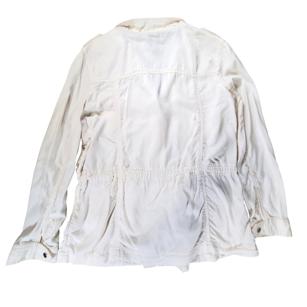 LOFT Women Ivory Utility Field Jacket NWT Size L Cream Cargo Cinched Waist Soft - Picture 2 of 10
